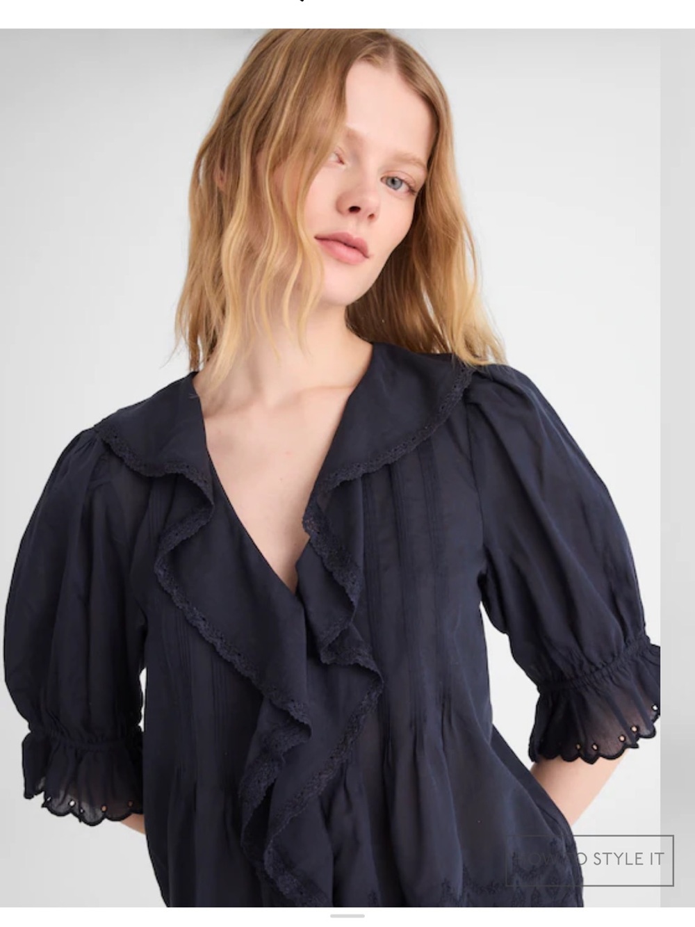 Madewell Blaire Navy Ruffle-Front Blouse
